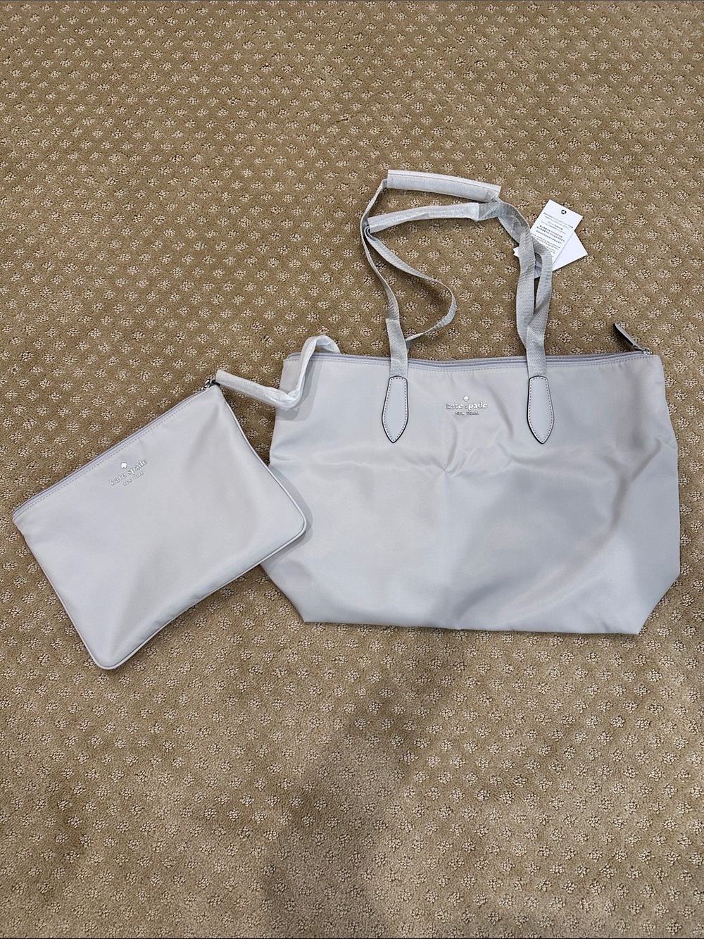 kate spade gray nylon tote with matching pouch